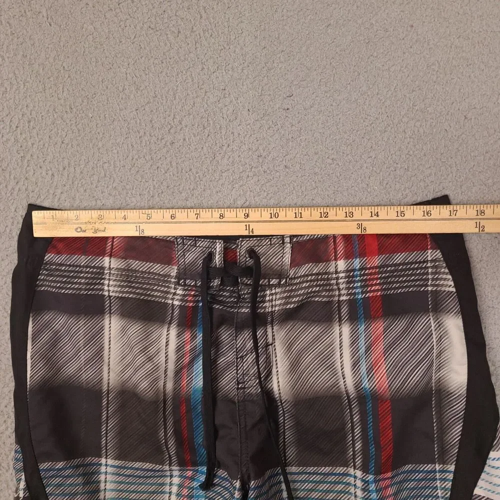 Oneill Shorts‎ Mens 33 Black Colorful Plaid Beach Swim Surf Trunks